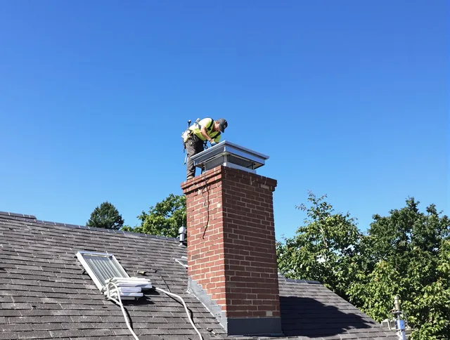 Boynton Beach Chimney Sweep technician measuring a chimney cap in Boynton Beach, FL