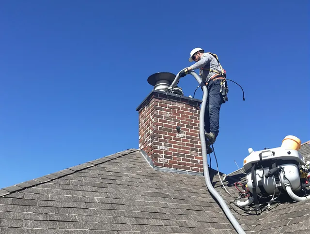Dedicated Boynton Beach Chimney Sweep team member cleaning a chimney in Boynton Beach, FL