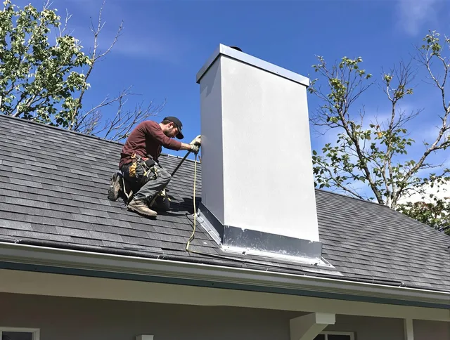 Boynton Beach Chimney Sweep team member finishing chimney construction in Boynton Beach, FL