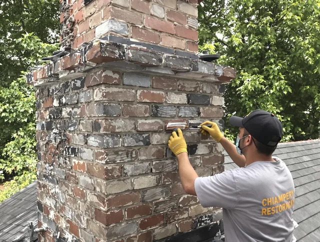In-progress chimney restoration by Boynton Beach Chimney Sweep in Boynton Beach, FL