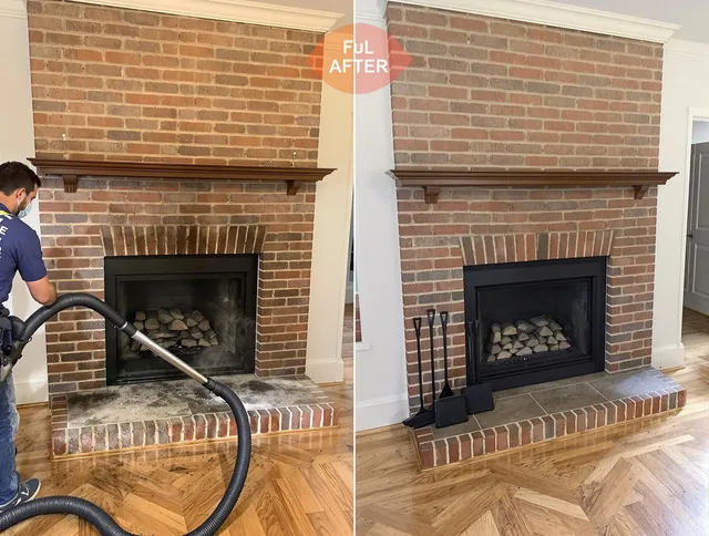 Boynton Beach Chimney Sweep carefully sanitizing a fireplace in Boynton Beach, FL